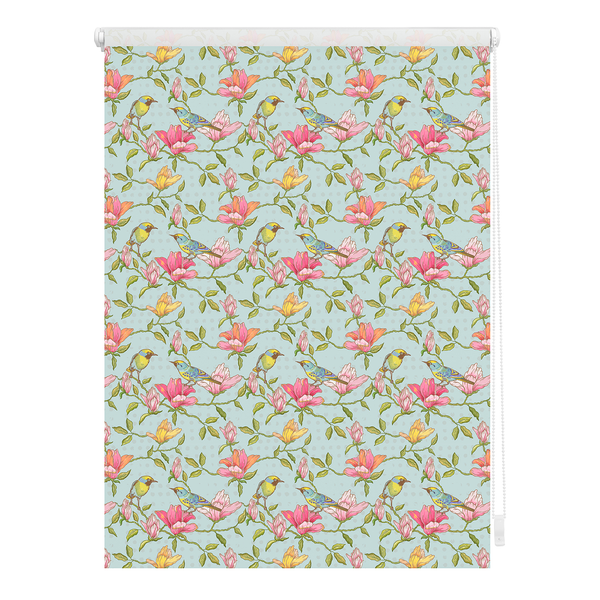 Klemmfix Verdunklungsrollo Birds - Polyester - Grün / Pink - 70 x 150 cm
