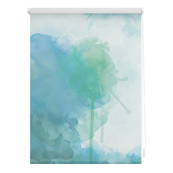 Klemmfix Verdunklungsrollo Aquarell - Polyester - Blau / Grün - 80 x 150 cm