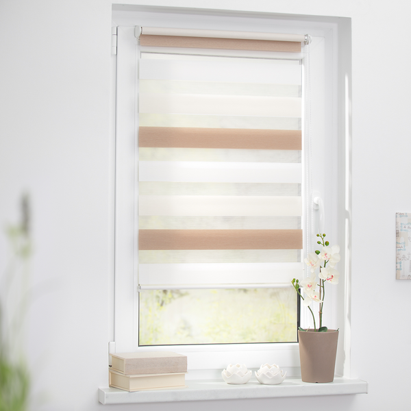 Duo-Rollo Klemmfix III - Polyester - Beige / Weiß - 100 x 150 cm