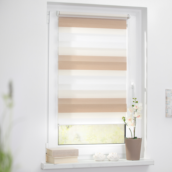 Duo-Rollo Klemmfix III - Polyester - Beige / Weiß - 100 x 150 cm
