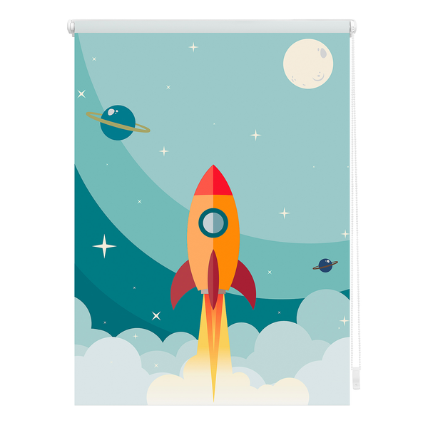 Klemmfix Rollo Rakete - Polyester - Blau - 90 x 150 cm