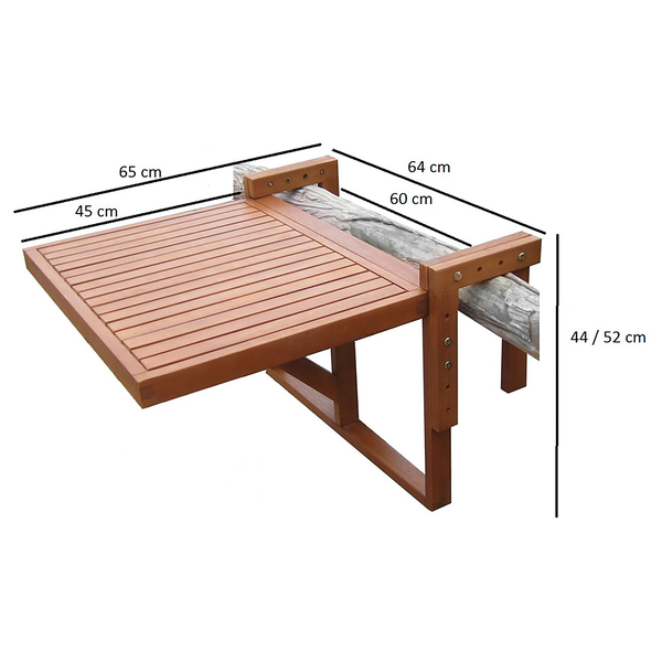 Balkon-Hängetisch Berkeley - Eukalyptus - Braun