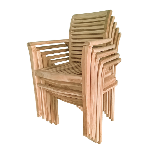 Stapelstuhl Java (2er-Set) - Teakholz - Braun