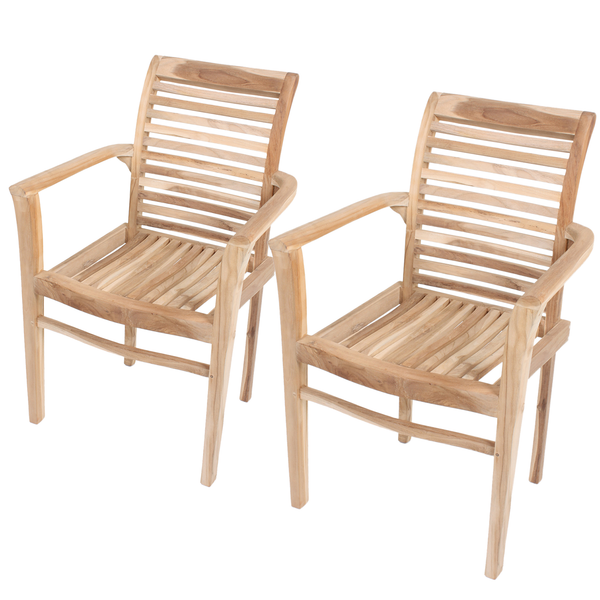 Stapelstuhl Java (2er-Set) - Teakholz - Braun