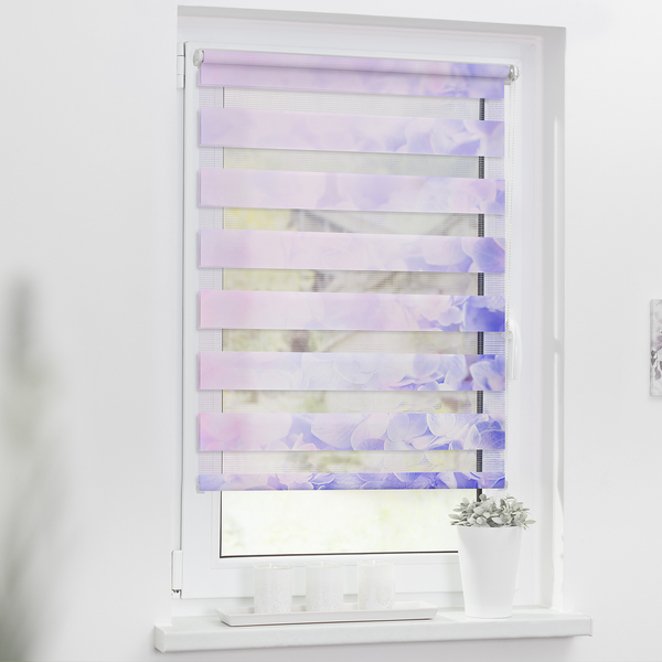 Klemmfix Duo Rollo Hortensie - Polyester - Lila - 80 x 150 cm