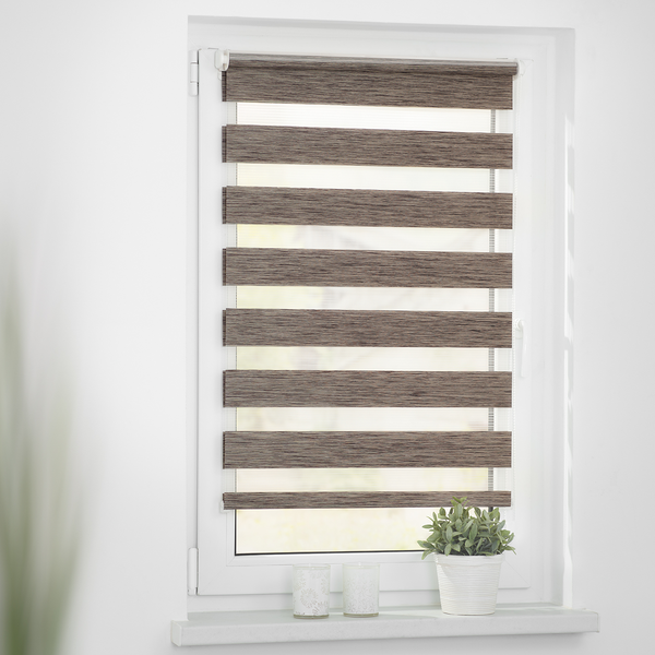 Klemmfix Duo Rollo meliert - Polyester - Hellbraun - 45 x 150 cm