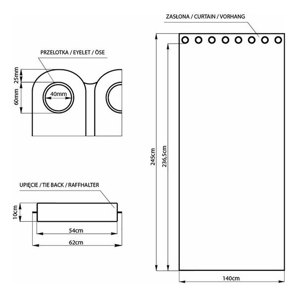 Ösenvorhang Blackout I - Polyester - Braun - 140 x 245 cm