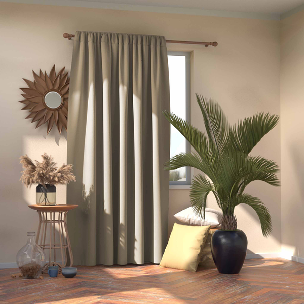 Vorhang mit Kräuselband Blackout I - Polyester - Beige