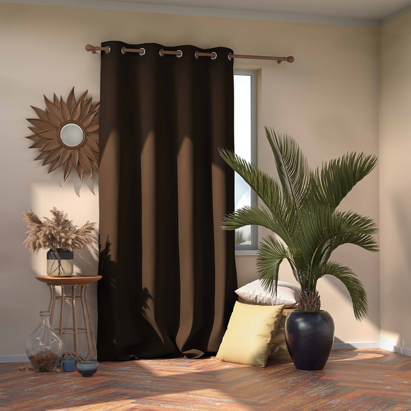 Ösenvorhang Blackout I - Polyester - Braun - 140 x 270 cm