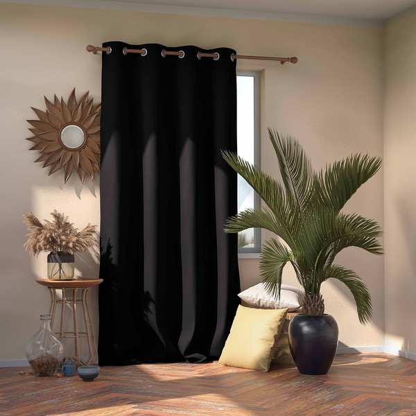 Ösenvorhang Blackout I - Polyester - Schwarz - 140 x 270 cm