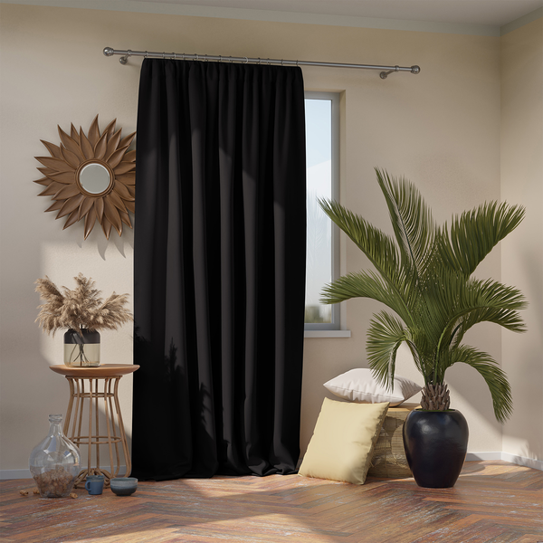 Vorhang mit Kräuselband Blackout II - Polyester - Schwarz