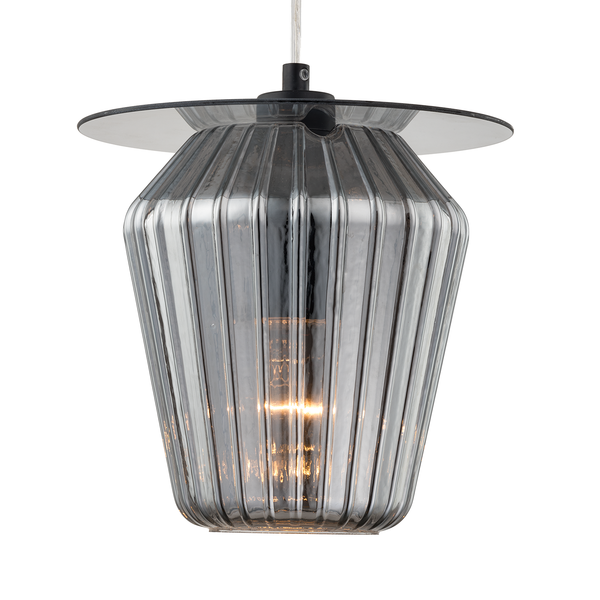 Pendelleuchte Anadia - Rauchglas / Eisen - 1-flammig - Rauchgrau