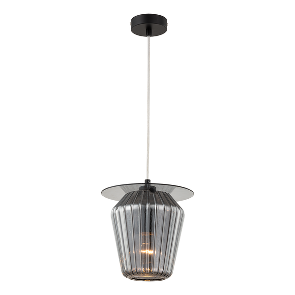 Pendelleuchte Anadia - Rauchglas / Eisen - 1-flammig - Rauchgrau