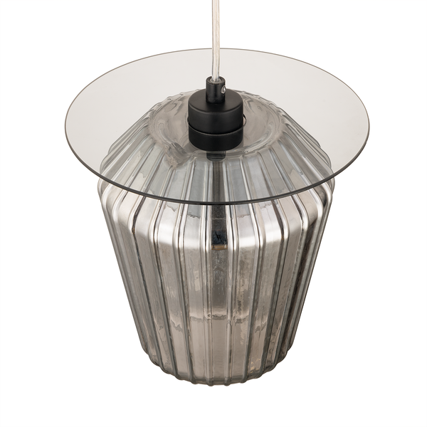 Pendelleuchte Anadia - Rauchglas / Eisen - 1-flammig - Rauchgrau