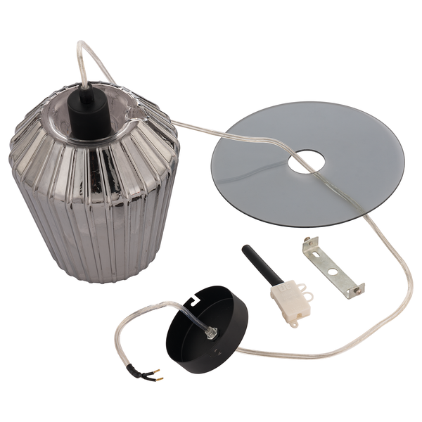 Pendelleuchte Anadia - Rauchglas / Eisen - 1-flammig - Rauchgrau