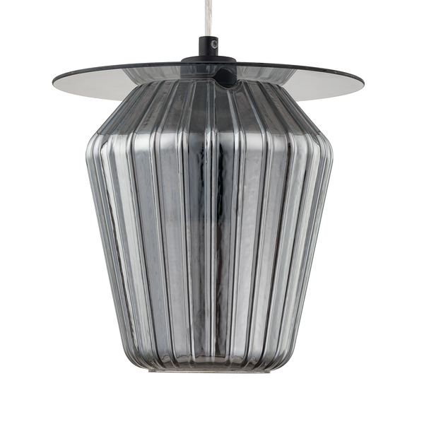 Pendelleuchte Anadia - Rauchglas / Eisen - 1-flammig - Rauchgrau