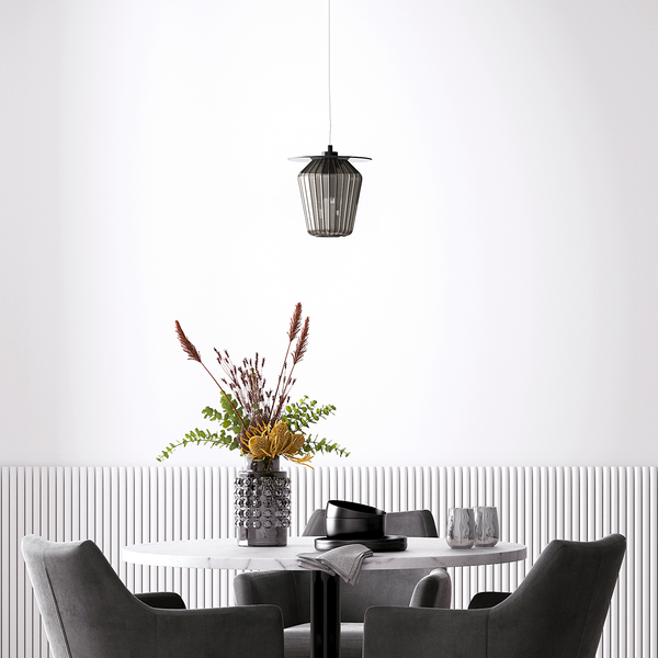 Pendelleuchte Anadia - Rauchglas / Eisen - 1-flammig - Rauchgrau