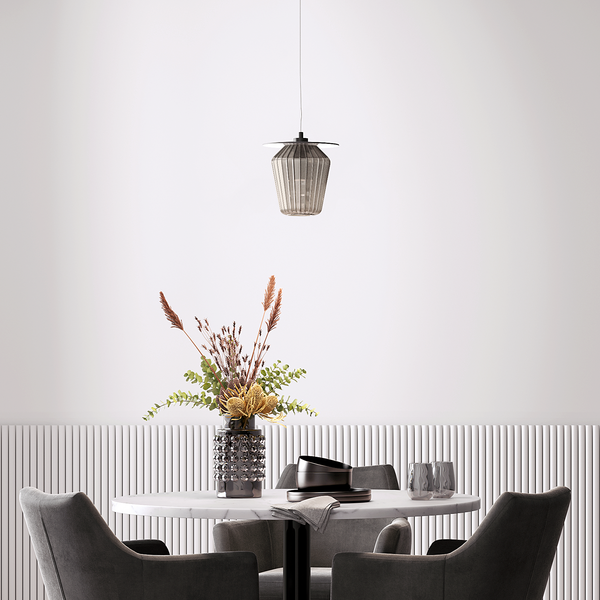 Pendelleuchte Anadia - Rauchglas / Eisen - 1-flammig - Rauchgrau