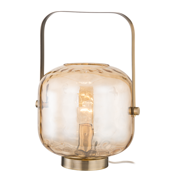 Tischleuchte Arga - Glas / Eisen - 1-flammig - Bernstein