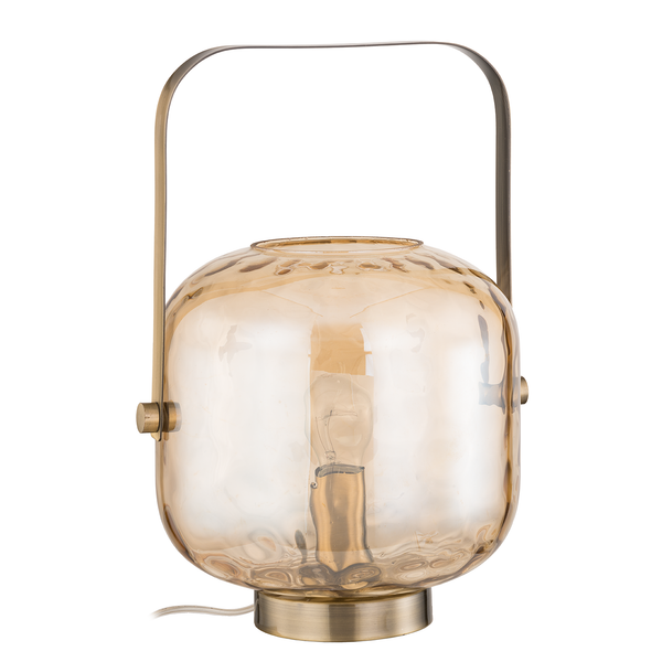 Tischleuchte Arga - Glas / Eisen - 1-flammig - Bernstein