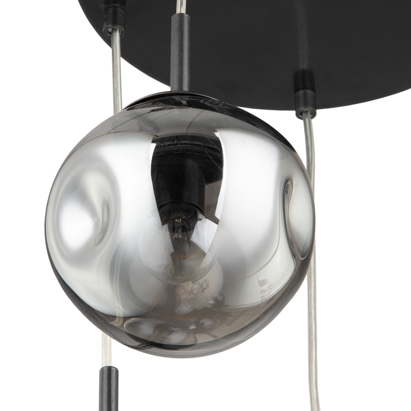 Pendelleuchte Arta II - Rauchglas / Eisen - 5-flammig - Rauchgrau