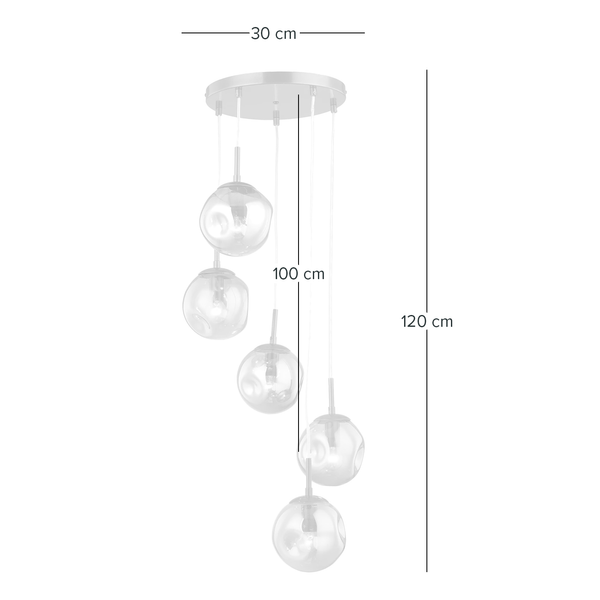 Pendelleuchte Arta II - Rauchglas / Eisen - 5-flammig - Rauchgrau