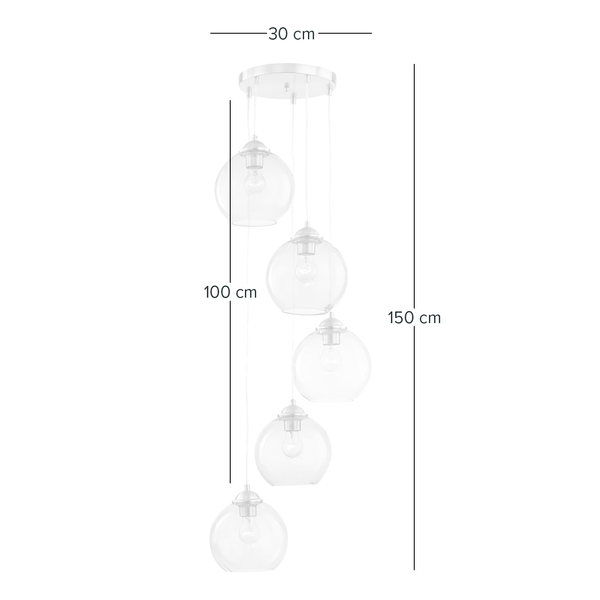 Pendelleuchte Argol - Glas / Eisen - 5-flammig