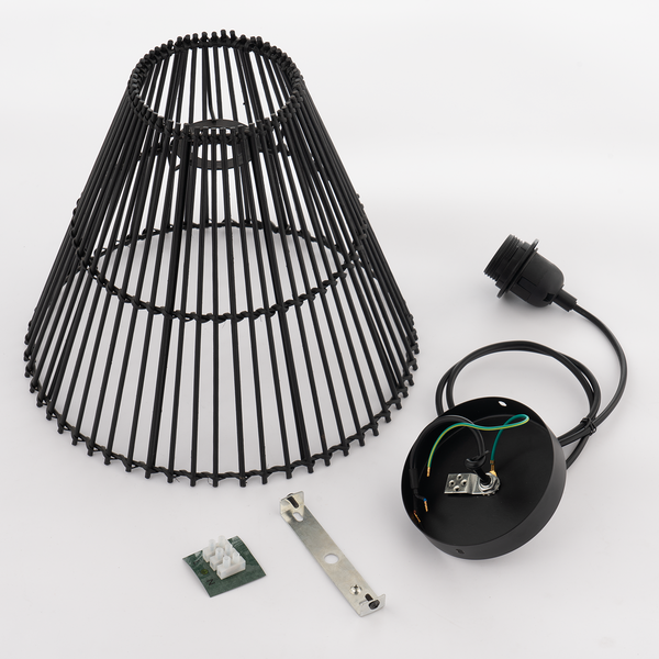 Pendelleuchte Apulien I - Rattan / Eisen - 1-flammig