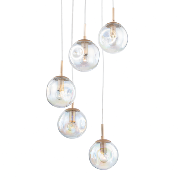 Pendelleuchte Arta II - Glas / Eisen - 5-flammig - Durchscheinend