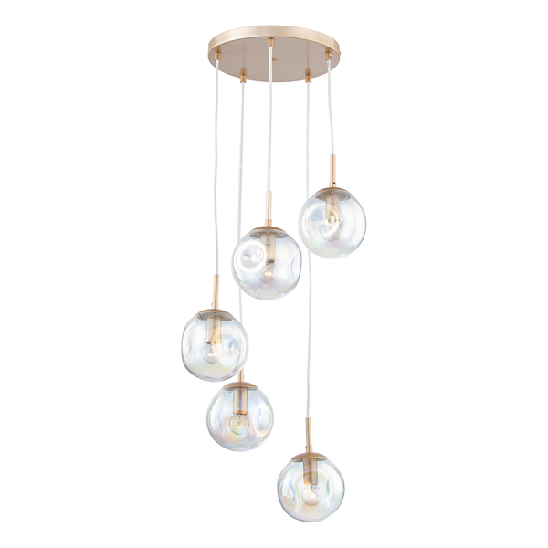 Pendelleuchte Arta II - Glas / Eisen - 5-flammig - Durchscheinend
