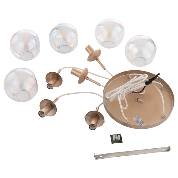 Pendelleuchte Arta II - Glas / Eisen - 5-flammig - Durchscheinend