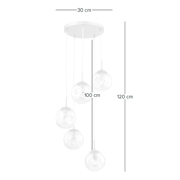 Pendelleuchte Arta II - Glas / Eisen - 5-flammig - Durchscheinend