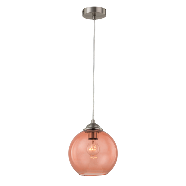 Pendelleuchte Arveda - Glas / Eisen - 1-flammig - Rosa