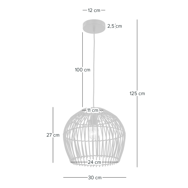 Pendelleuchte Apulien II - Rattan / Eisen - 1-flammig