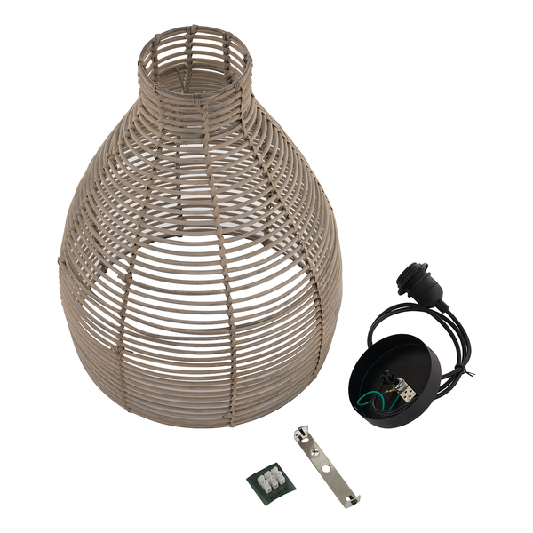 Pendelleuchte Amdal - Rattan / Eisen - 1-flammig
