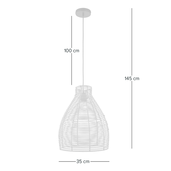Pendelleuchte Amdal - Rattan / Eisen - 1-flammig