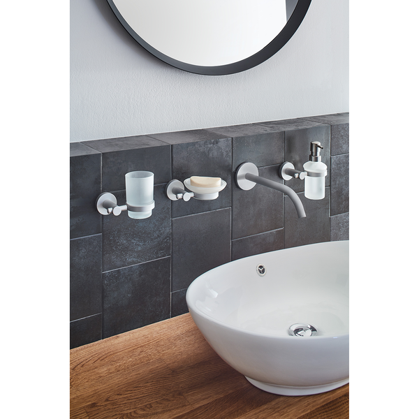 Zahnputzbecher Apollo - Aluminium / Glas - Milchglas