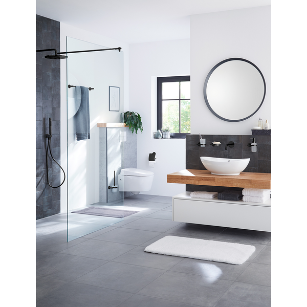 Rollenhalter mit Deckel Apollo Nero - Aluminium - Schwarz