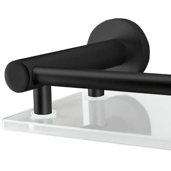 Ablage Apollo Nero - Aluminium / Glas - Schwarz / Milchglas