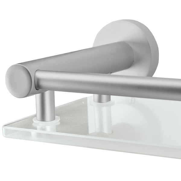 Ablage Apollo - Aluminium / Glas - Silber / Milchglas