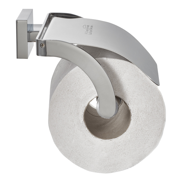 Rollenhalter mit Deckel Meo - Messing / Edelstahl / Kunststoff - Silber