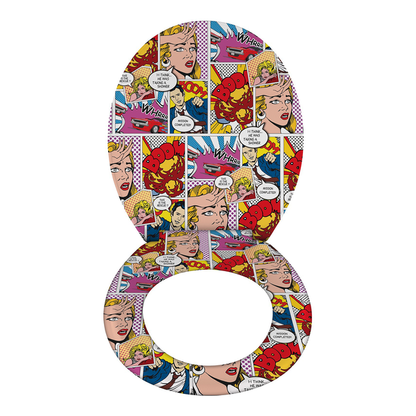 Premium WC-Sitz Pop-Art - Edelstahl / Duroplas - Mehrfarbig