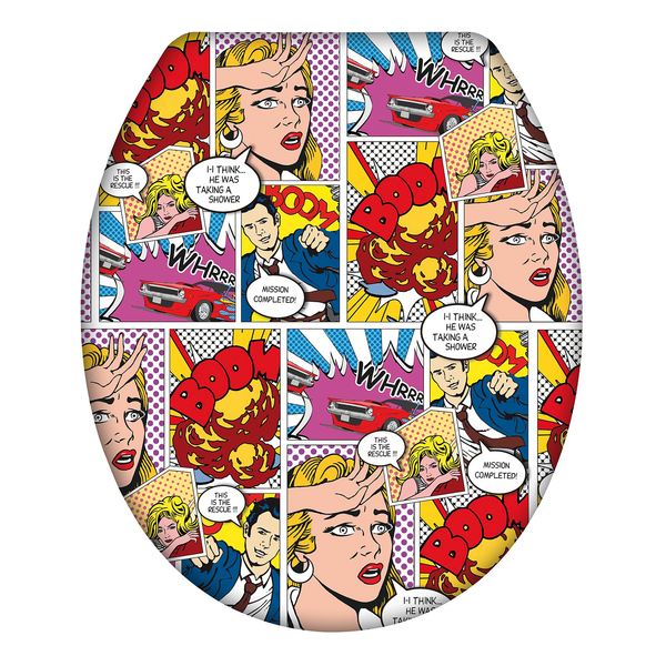 Premium WC-Sitz Pop-Art - Edelstahl / Duroplas - Mehrfarbig