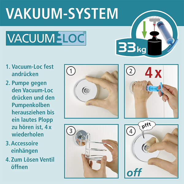 Vacuum-Loc Wandablage - Stahl - Chrom