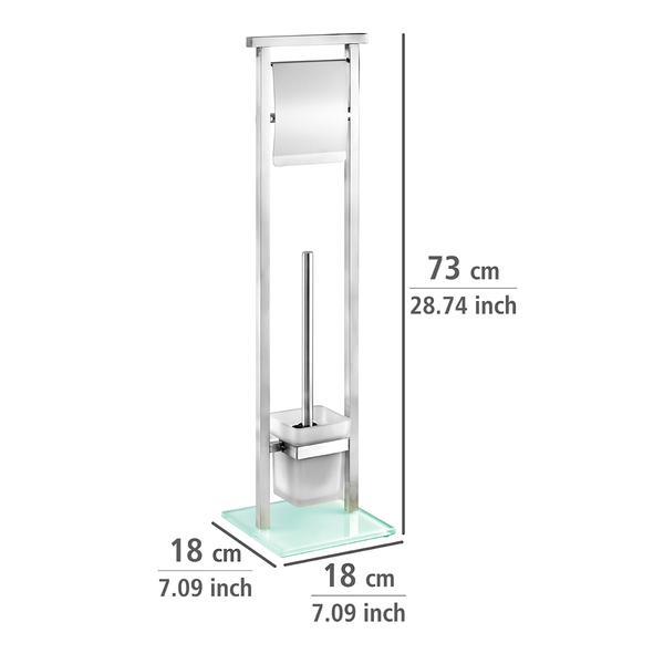 Stand WC-Garnitur Debar - Edelstahl rostfrei / Glas - Silber