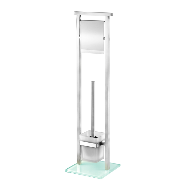 Stand WC-Garnitur Debar - Edelstahl rostfrei / Glas - Silber