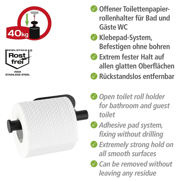 Toilettenpapierhalter Orea II - Edelstahl - Schwarz
