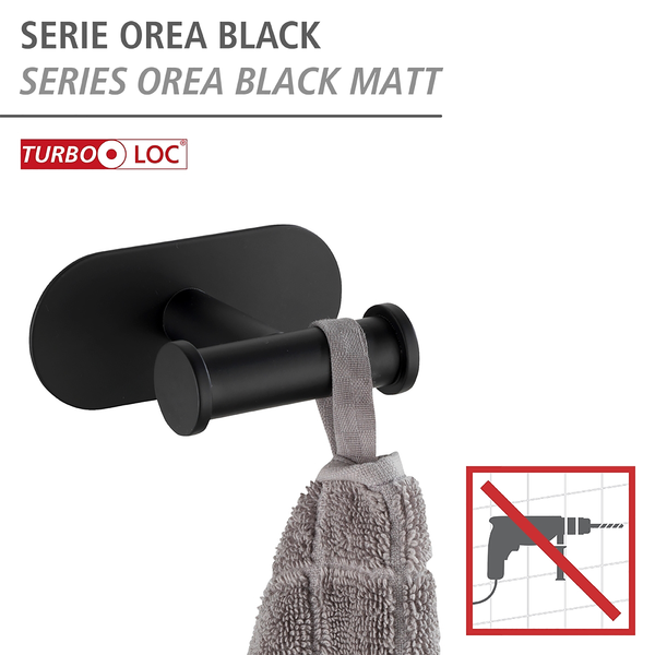Wandhaken Duo Orea - Edelstahl - Schwarz - Schwarz