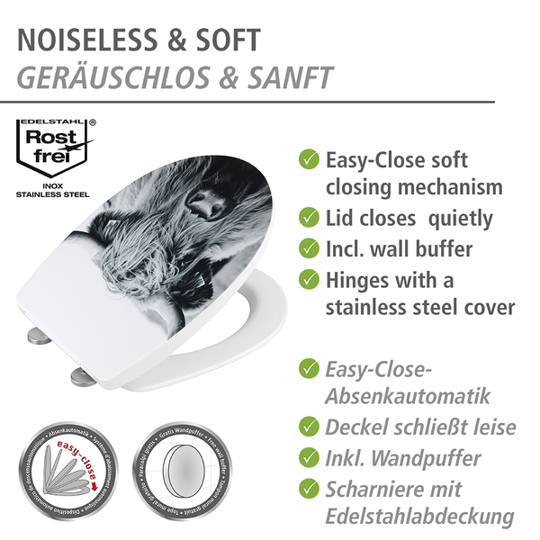 WC-Sitz Yak - Edelstahl / Thermoplast - Schwarz / Weiß