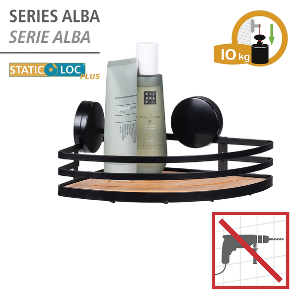 Eckablage Alba - Edelstahl / Bambus - Braun / Schwarz